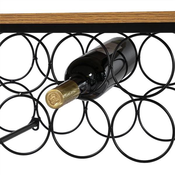 Industrial Wine Rack Cart Kitchen Rolling Storage Bar Wood Table Serving Trolley