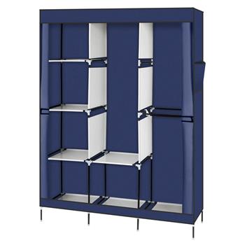 71\\" Portable Closet Wardrobe Clothes Rack Storage Organizer with Shelf Blue 
