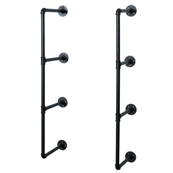 42" Tall Industrial Wall Mount Iron Pipe Shelf Shelves Shelving Bracket Vintage Retro Black DIY Open Bookshelf (2 Pcs 4Tier Hardware Only) 