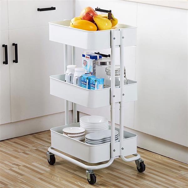 3-Tier Home Kitchen Storage Utility cart-White