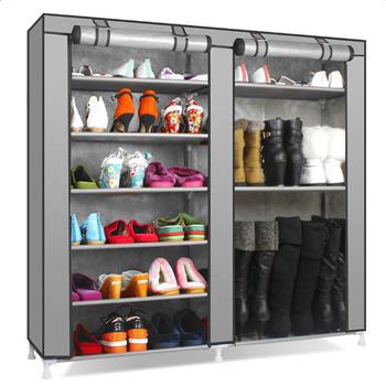 Double Rows 9 Lattices Combination Style Shoe Cabinet Gray