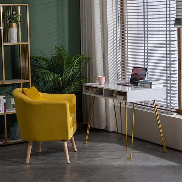 Marble Iron Foot Computer Table [103x55x80cm] White