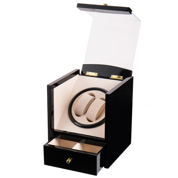 Watch Winder Display Box Automatic Rotation Storage 2 2 Grids Wooden Cases