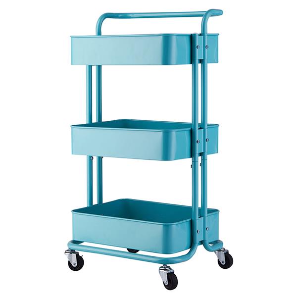 3-Tier Home Kitchen Storage Utility cart with handle-Turquoise