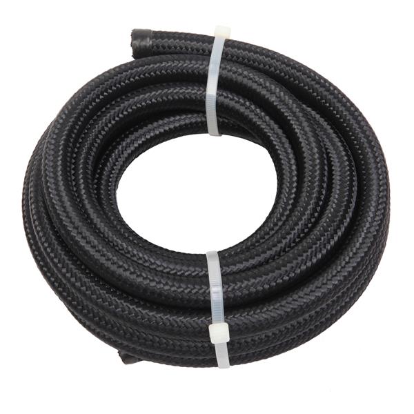 6AN 16 Foot Universal Black Fuel Pipe   10 Black Connectors