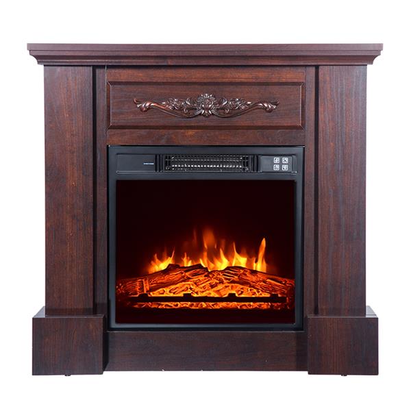 SF103-18g   HA203-32 32 "Wood Brown Fireplace Cabinet 1400W Single Color / Fake Firewood / Heating Wire / With Small Remote Control Movement Black