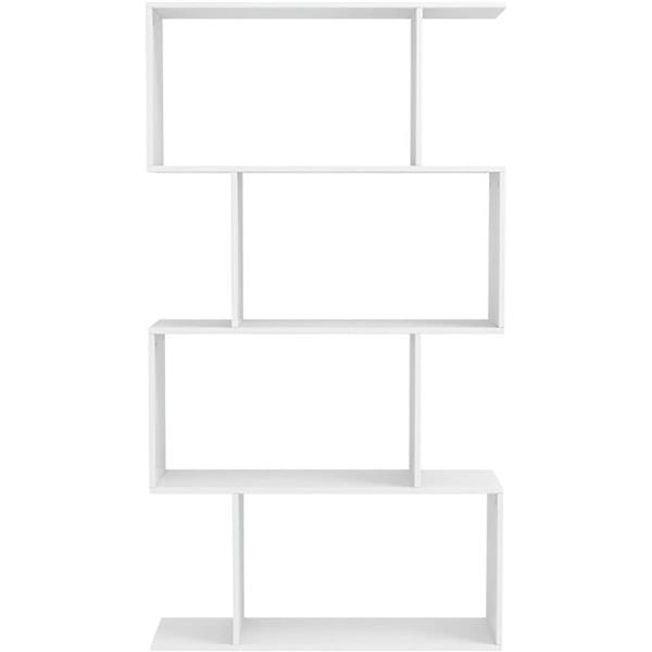 4 Shelf Bookcase, Modern S-Shaped Z-Shelf Style Bookshelf, Multifunctional Wooden Storage Display Stand Shelf for Living Room, Home Office, Bedroom, Bookcase Storage Shelf