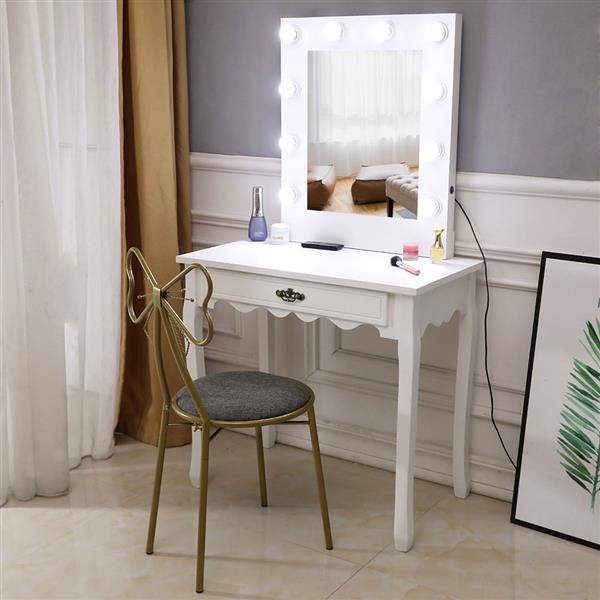 Generous Mirror Single Pumping Foot With Bulb Cold Light Dressing Table white