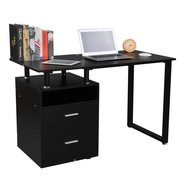 Pipe Rack Two Drawers Computer Desk Black