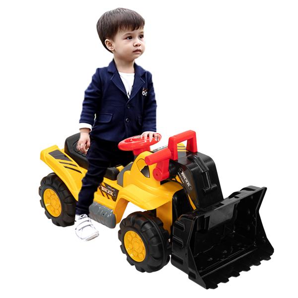 LEADZM Children's Bulldozer Toy Car without Power   Two Plastic Simulation Stones and A Hat