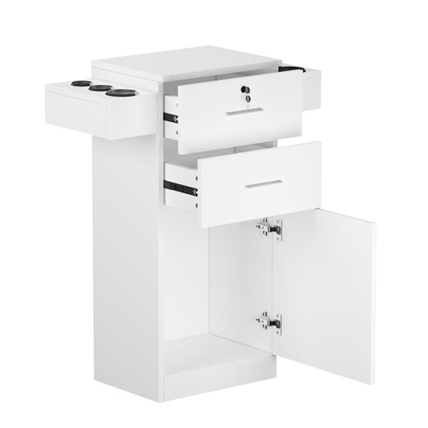 Barbershop Salon Locker / Hair Dryer Rack Drawer with Lock White