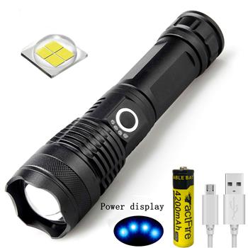 High-power 5 X 5MM LED 20W 5V Micro USB Rechargeable Telescopic Zoom Flashlight Suitable For Camping, Climbing, Night Riding, Caving Waterproof Rating IPX4