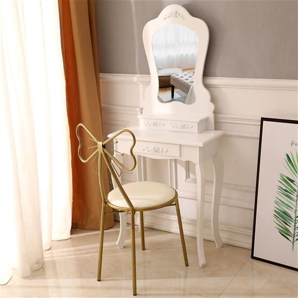 Irregular Single Mirror 3 Drawer Dressing Table White