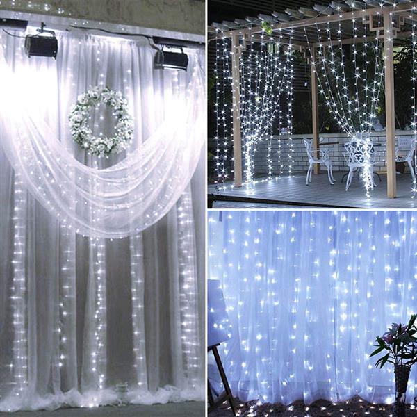 18M x 3M 1800-LED White Light Romantic Christmas Wedding Outdoor Decoration Curtain String Light US Standard Warm White ZA000939