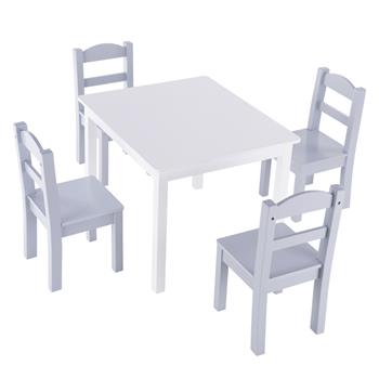 Children\\'s Table and Chair Set White & Gray (1 Table and 4 Chairs)