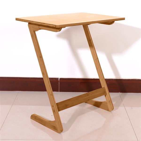 60x40x65cm Z-shaped Bamboo Sofa Side Table Sandal Wood Color