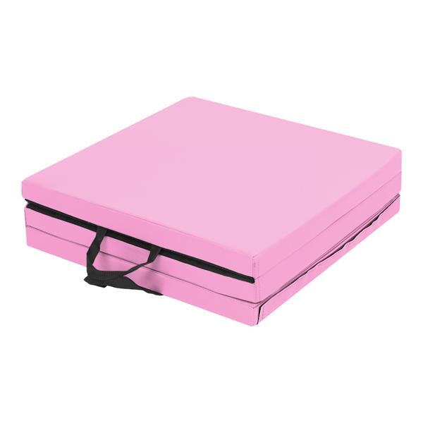 6'x2'x2" Tri-fold Gymnastics Yoga Mat with Hand Buckle Pink