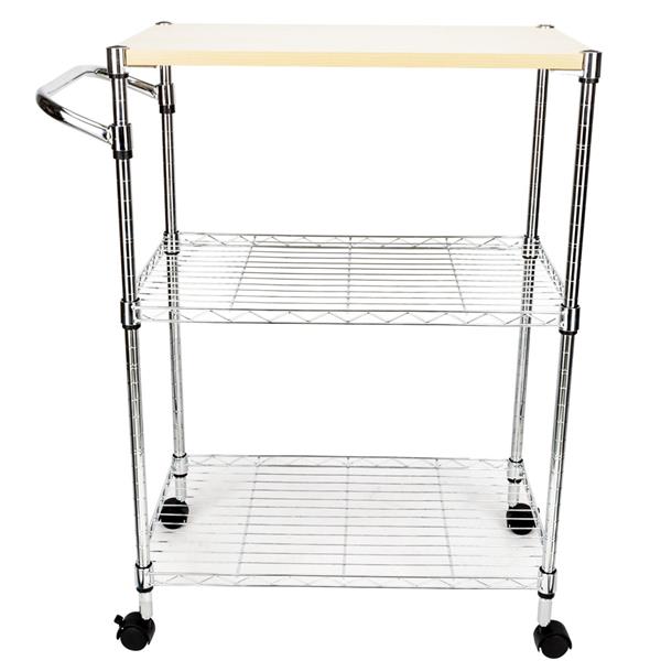 3-Tier Rolling Kitchen Trolley Cart Steel Island Storage Utility Service Dining