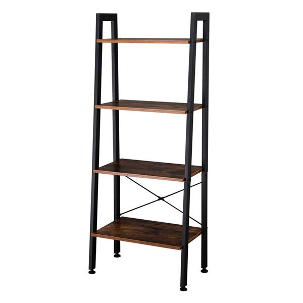 4 Tiers Industrial Ladder Shelf, Vintage Bookshelf, Storage Rack Shelf for Office, Bathroom, Living Room
