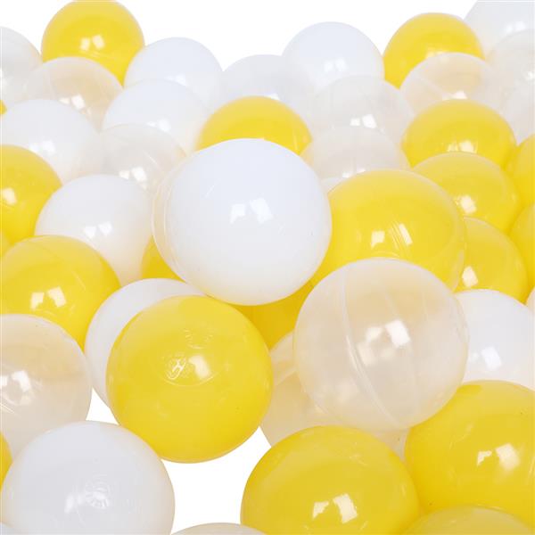 100pcs 5.5cm Fun Soft Plastic Ocean Ball Swim Pit Toys Baby Kids Toys （Yellow white Transparent）