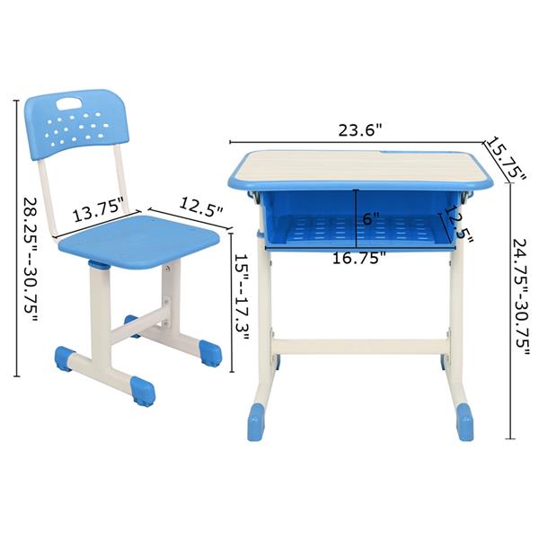 Adjustable Student Desk and Chair Kit Blue