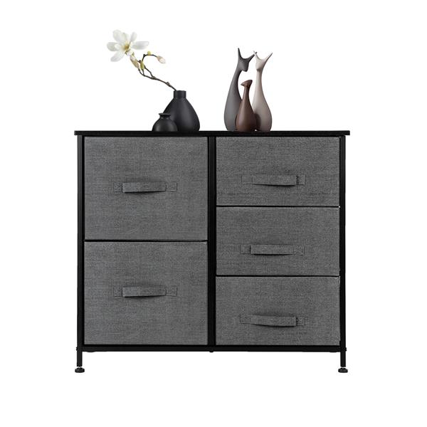 Dresser Organizer With 5 Drawers, Fabric Dresser Tower For Bedroom, Hallway, Entryway, Closets, Grey