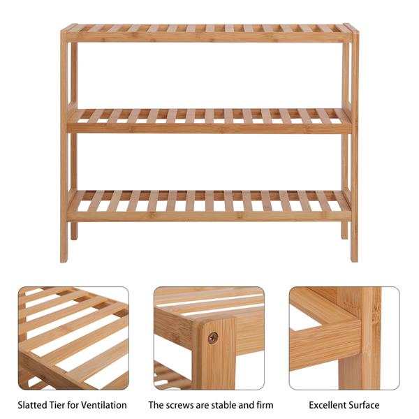 100% Bamboo Shoe Rack Bench, Shoe Storage, 3-Layer Multi-Functional Cell Shelf, Can Be Used For Entrance Corridor, Bathroom, Living Room And Corridor 70 * 25 * 55 - Natural