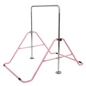 Foldable Children\\'s Horizontal Bar Gymnastics Bar Pink
