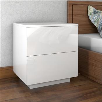 LED Double Side Cabinet Bedside Table White