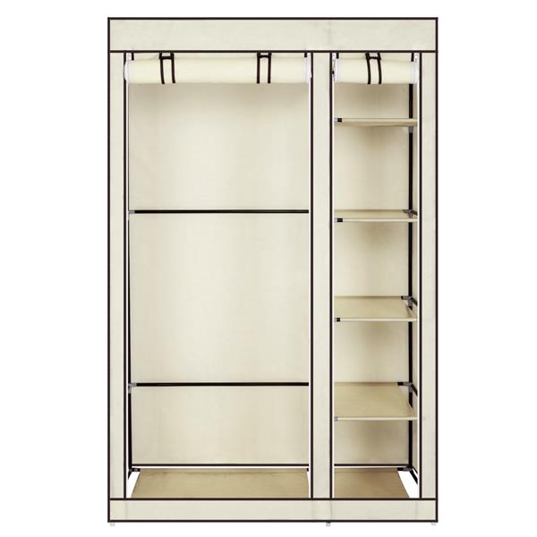 67" Portable Clothes Closet Wardrobe with Non-woven Fabric and Hanging Rod Quick and Easy to Assemble Beige