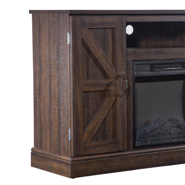 SF103-18G HA115-47 47 Inch Log Brown Fireplace TV Cabinet 1400W Single Color/Fake Firewood/Heating Wire/With Small Remote Control, Movement Black