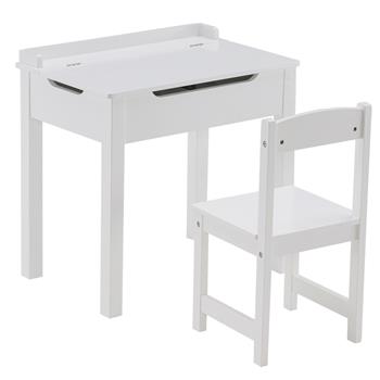 [59 x 40.5 x 59]cm MDF White Children\\'s Study Table and Chair Set of 2 Can Open Drawers, 1 Table and 1 Chair