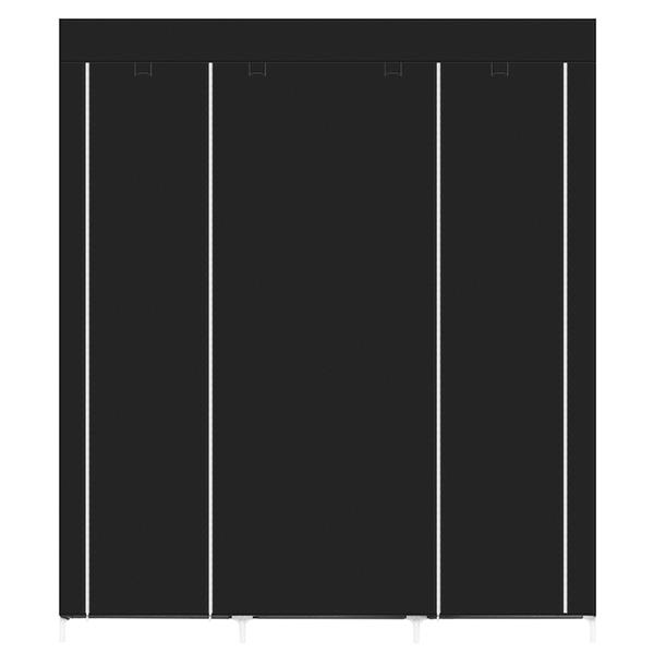 69" Portable Clothes Closet Non-Woven Fabric Wardrobe Double Rod Storage Organizer Black