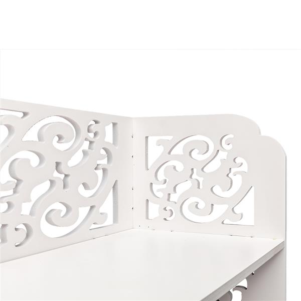 Wood-plastic Board Five Tiers Carved Shoe Rack White B