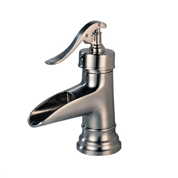 Classic Brushed Waterfall Bathroom Basin Faucet Sink Mixer Tap Silver