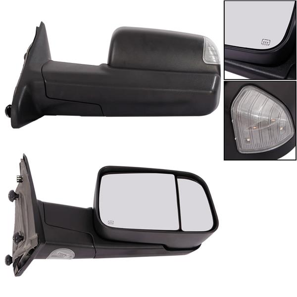 1 Pair YH3344PA-E-B-H Power Heated Glass Courtesy Lamp Turn Signal Light Towing Mirrors for 2009-201