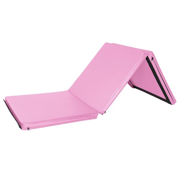 6'x2'x2" Tri-fold Gymnastics Yoga Mat with Hand Buckle Pink