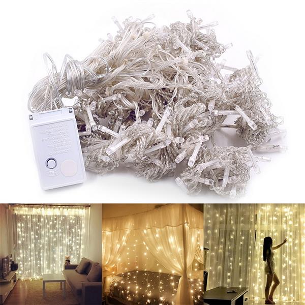3M x 3M 300-LED Warm White Light Romantic Christmas Wedding Outdoor Decoration Curtain String Light 