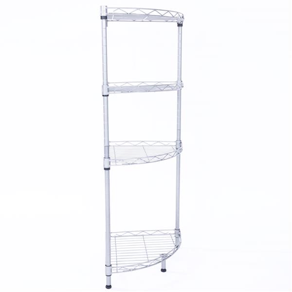 XM-243S Fan-shaped Carbon Steel Metal Assembly 4-Tier Storage Rack Silver Gray