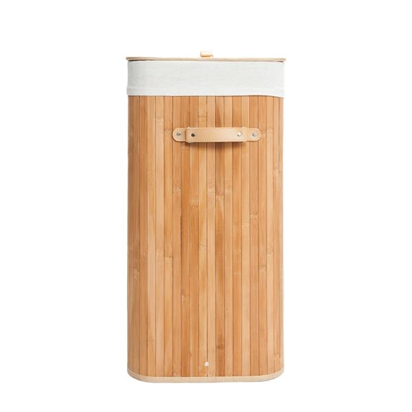 Double-lattice Bamboo Folding Basket Body with Cover Wood Color