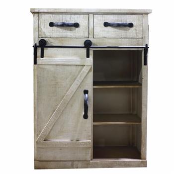 Artisasset Classic Style White Country Style Single Barn Door With 2 Drawers Vintage Wooden Cabinet