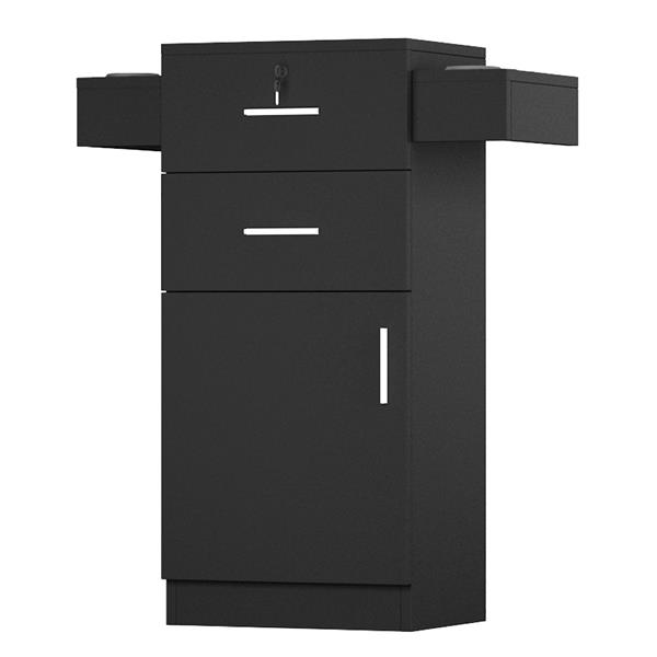 Barbershop Salon Locker / Hair Dryer Rack Drawer with Lock Black