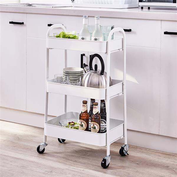 3 Tier Rolling Cart (White)