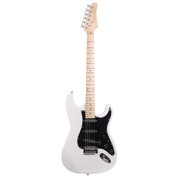 ST Stylish Electric Guitar with Black Pickguard White