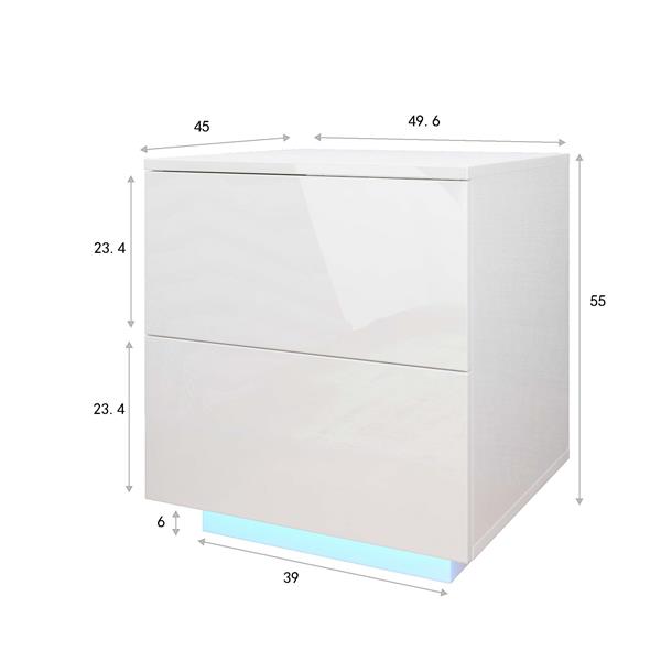 LED Double Side Cabinet Bedside Table White