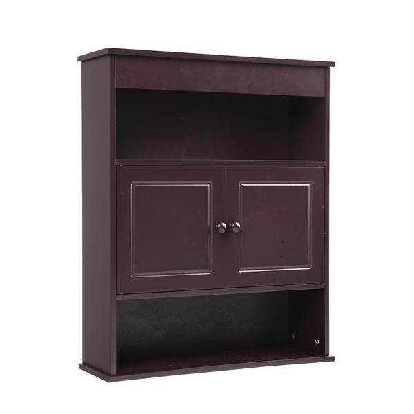 Two-door Bathroom Cabinet with Upper and Lower Layers Brown