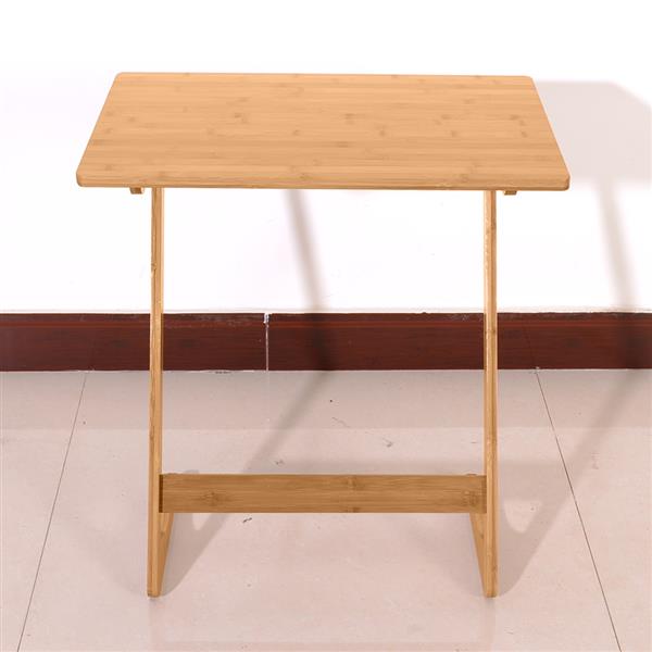 60x40x65cm Z-shaped Bamboo Sofa Side Table Sandal Wood Color