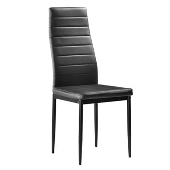 6pcs Elegant Assembled Stripping Texture High Backrest Dining Chairs Black 