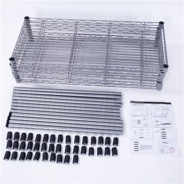 XM-304B Rectangle Carbon Steel Metal Assembly 5-Shelf Storage Rack Silver Gray