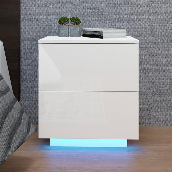 LED Double Side Cabinet Bedside Table White